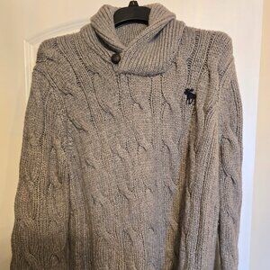 Men's XL Abercrombie & Fitch heavyweight cable wool shawl sweater